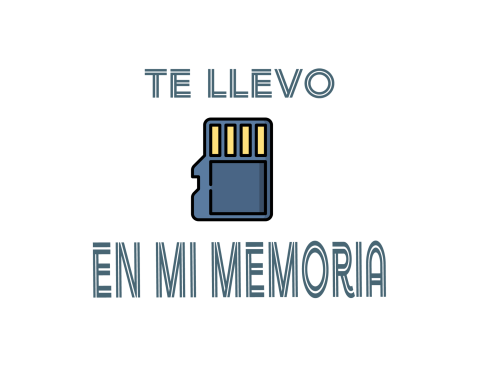 Icono de tarjeta de memoria con texto "Te llevo en mi memoria".