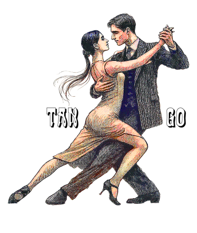 Pareja bailando tango, con elegantes vestimentas y una fuerte conexión emocional.